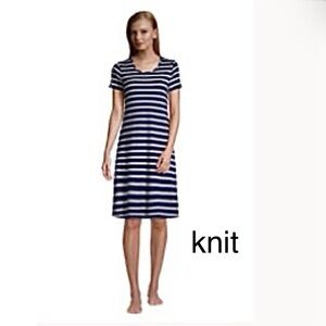 LANDSEND Wm Petite 100% Supima Cotton Short Sleeve Knee Length Nightgown Dress